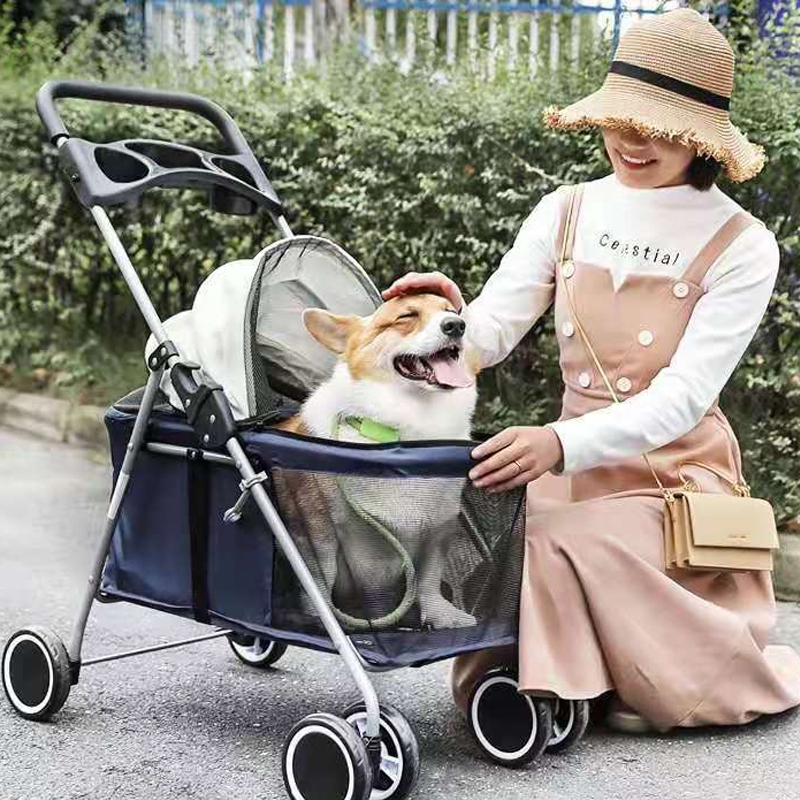 NEO813N Hisopetshop รถเข็นสัตว์เลี้ยง 4 ล้อ｜เข็นลื่น พับได้｜แข็งแรง พาน้องเที่ยวสบาย