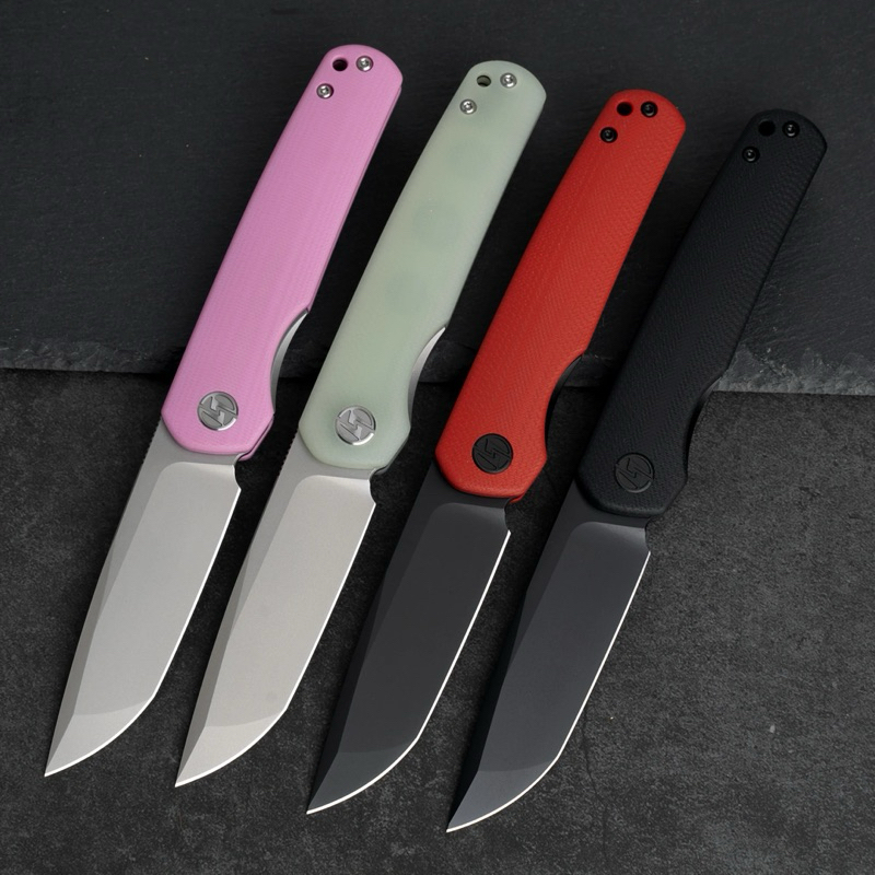 G047 Front Flipper Folding Knife 3.0" Sandvik 14C28N Blade White G10 Handle Camping Pocket Knife With Deep Carry Clip