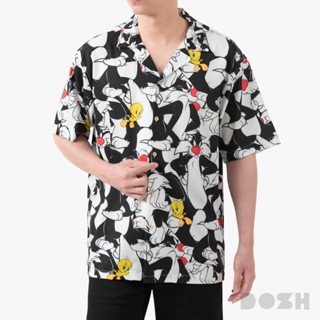 DOSH MEN'S HAWAII LOONEY TUNES เสื้อเชิ้ตฮาวาย DLTMS5003-BL …