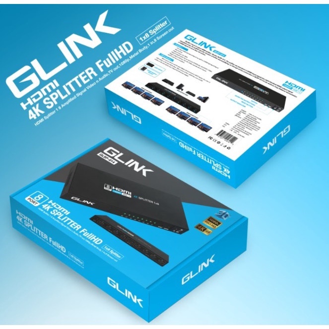 ￼HDMI Splitter 1:2 / 1:4 / 1:8 กล่องแยกจอ แยกสัญญาณ HDMI รุ่น GLSP012 GLSP013 GLSP014