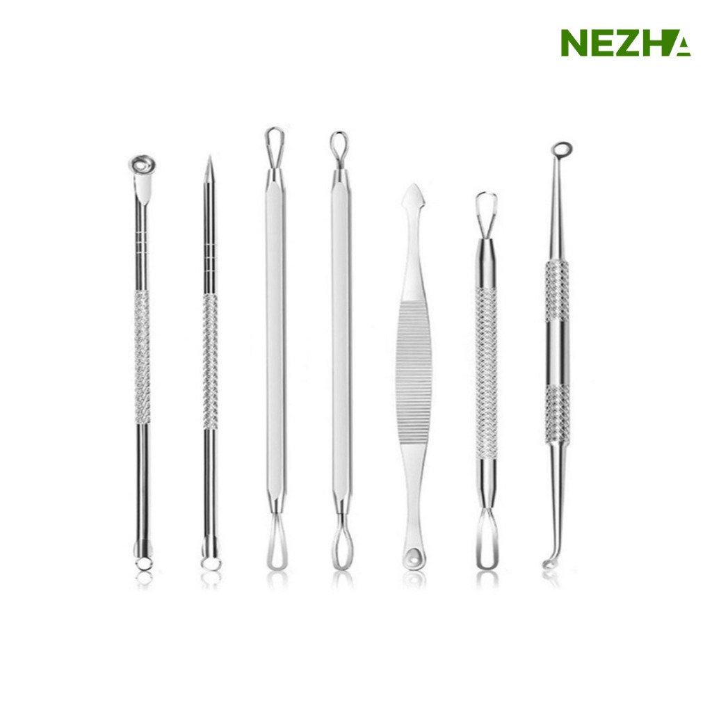 Nezha ชุดที่กดสิว 7 ชิ้น ชุดกดสิว acne tools ที่กดสิว สแตนเลสคุณภาพดี แข็งแรง ทนทาน