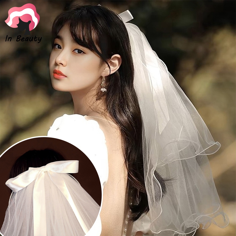 In Beauty เวลเจ้าสาว ผ้าคลุมผมเจ้าสาว veil เจ้าสาว คลุมผมเจ้าสาว ผ้าคุณภาพสูง งานเย็บมือ（เวลเจ้าสาว）