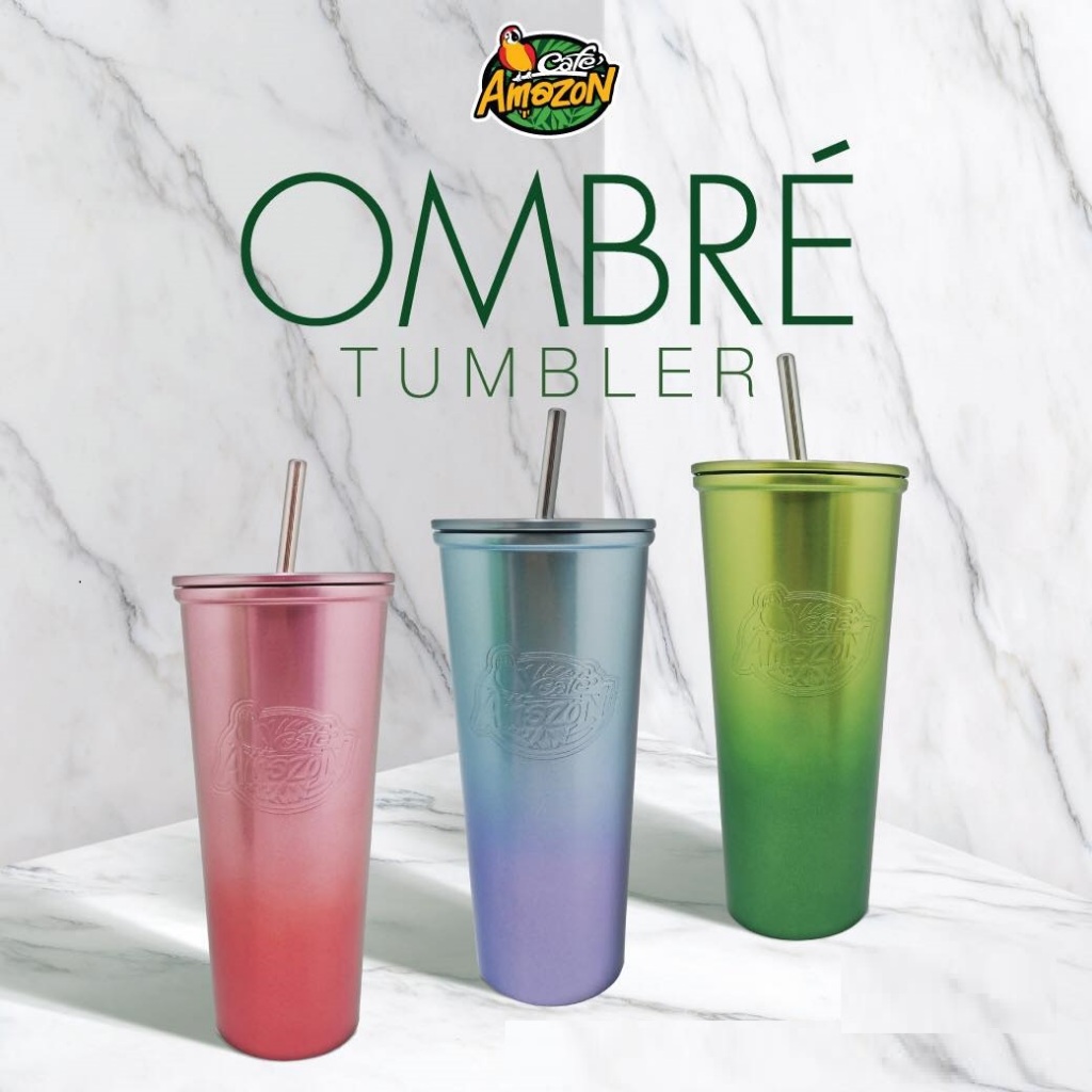 [ของใหม่ แท้ 100%] แก้วสเตนเลสไล่สี คาเฟ่ อเมซอน “Café Amazon Ombré Tumbler”