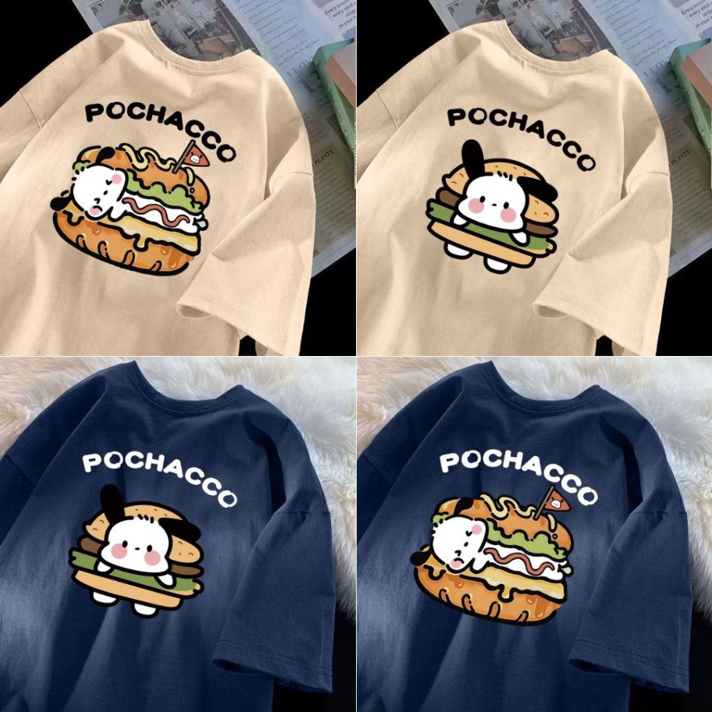 TeeTwoOne การ์ตูนน่ารัก เสื้อยืดโอเวอร์ไซส์ POCHACCO-D ผ้าคอตตอน100% สไตล์เกาหลี  unisex S-4XL