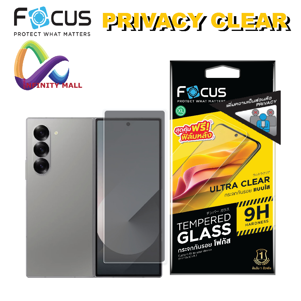 ฟิล์มกระจก เพิ่มความเป็นส่วนตัว โฟกัส Focus Privacy สำหรับ Samsung galaxy Z Fold 6 / Z Flip 6 tempered glass