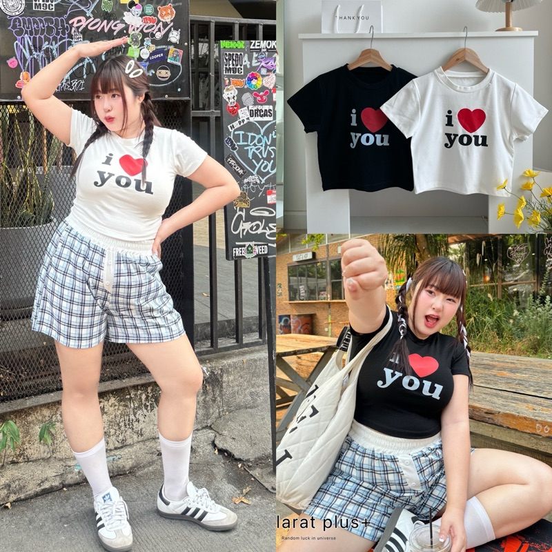 เข้าเพิ่ม พร้อมส่งค่ะ/WP/ เสื้อยืดสาวอวบ I LOVE YOU #เสื้อผ้าไซส์ใหญ่ สาว อ้วน พลัสไซส์