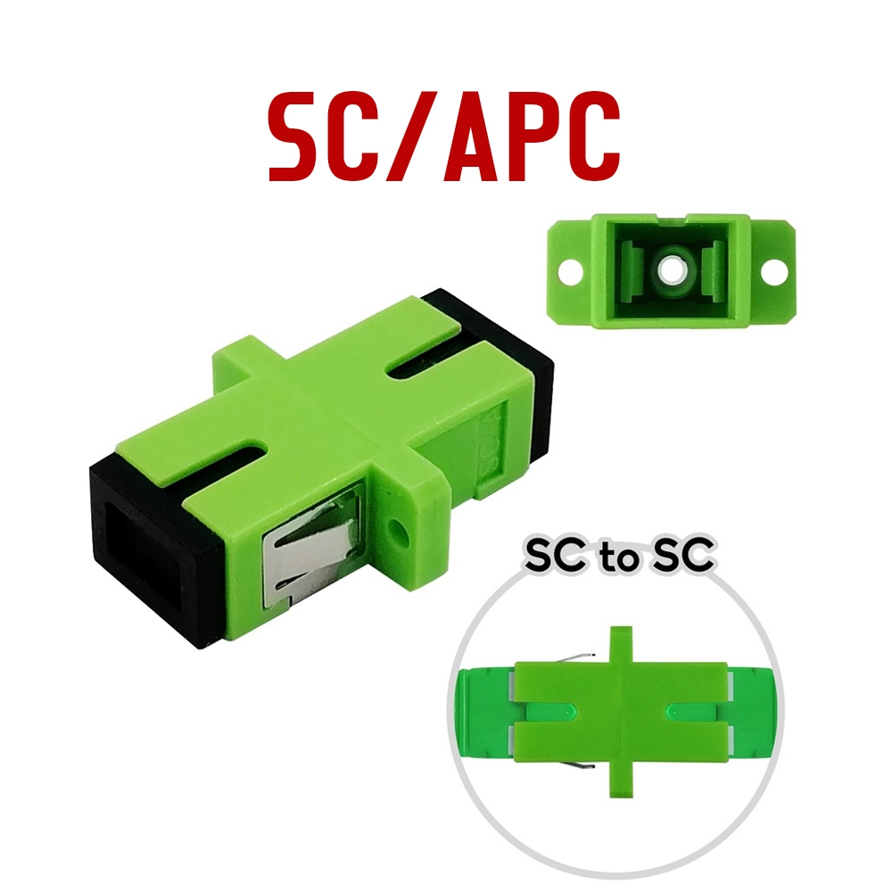 ตัวต่อกลาง SC APC หัวต่อสายไฟเบอร์ SC/APC to SC/APC สีเขียว Fiber Optic Connector Adapter