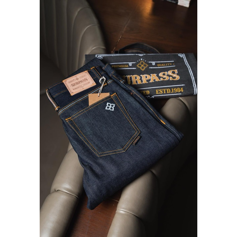 Surpass Denim16oz pearl  white Japan selvedge slim