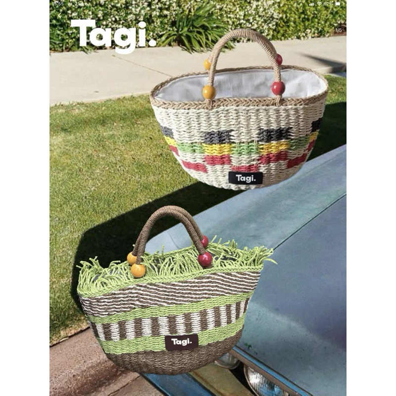 Tagi กระเป๋าสาน รุ่น tagi wooden woven fruit picnic badket เป็นกระเป๋าที่ขายดีของแบรนด์