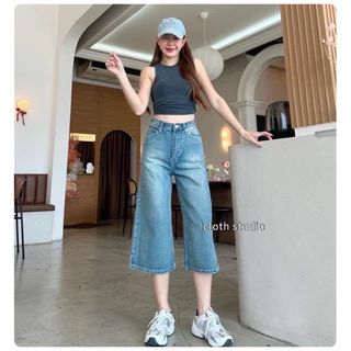 Culottes Jeans🍎 กางเกงยีนส์ 7 ส่วน ทรงคูลอต ผ้าไม่ยืด ทรงสวย Korea design