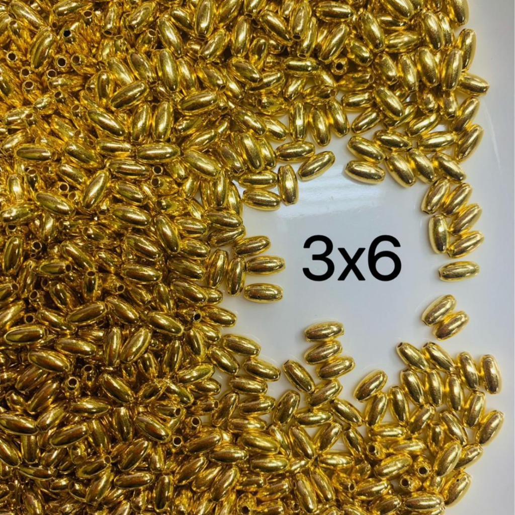 ลูกปัดเม็ดข้าวสาร ลูกปัดทอง ลูกปัดเงิน 3*6mm 4*8mm ตกแต่งงาน พับเหรียญ เหรียญโปรยทาน DIY ฯลฯ