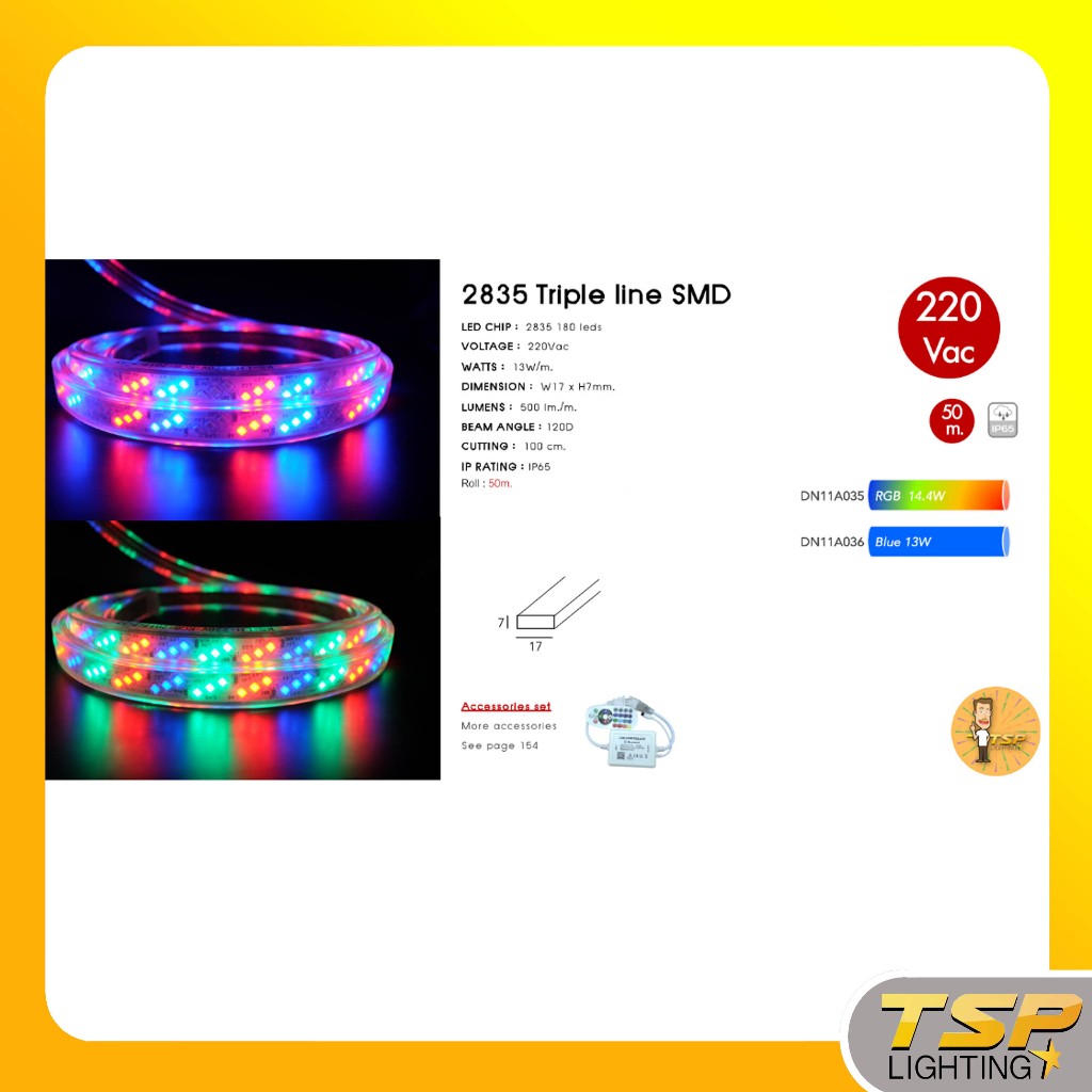 TSP Lighting │ DNER ไฟริบบิ้น 2835 LED 3แถว