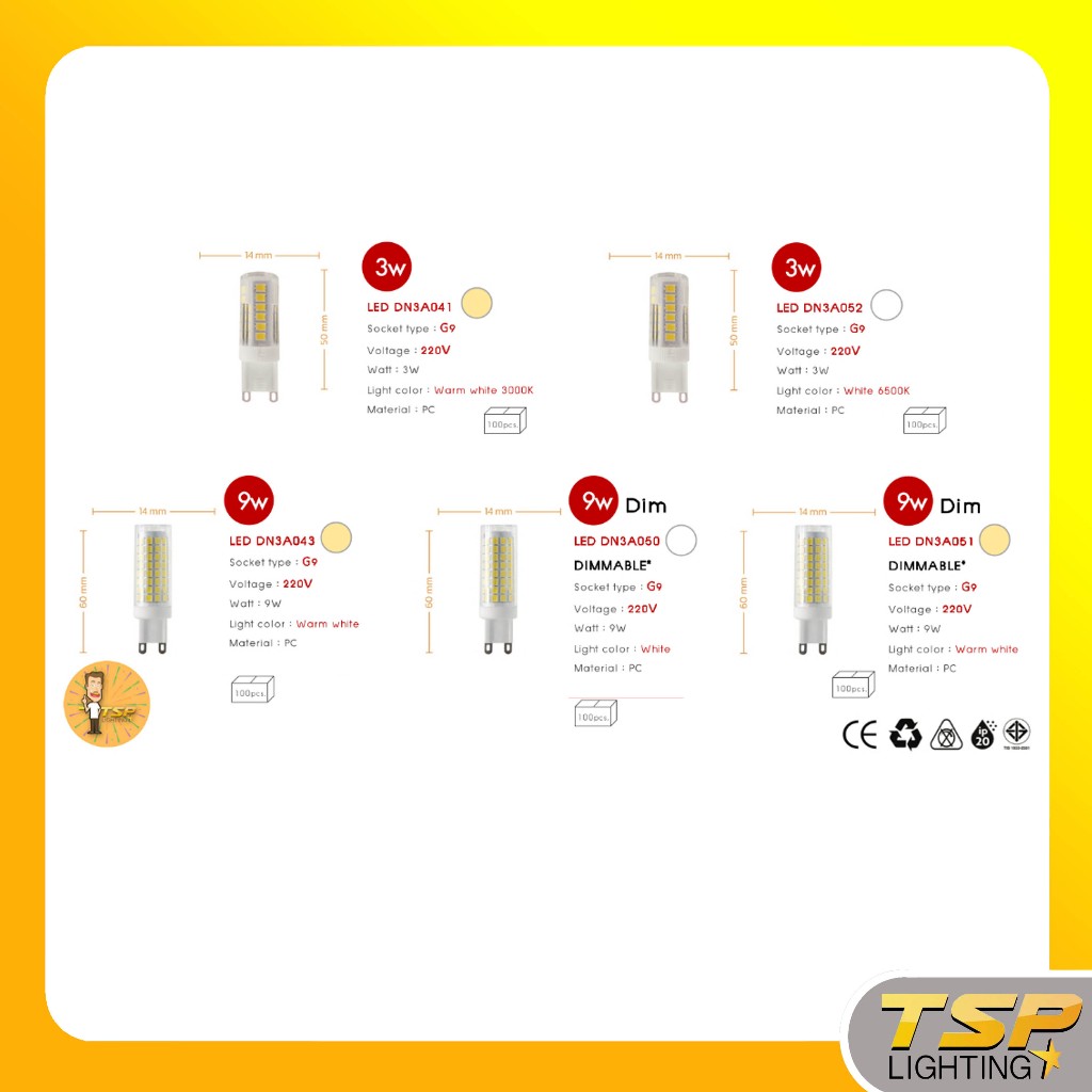 TSP Lighting │ DNER หลอดไฟ LED G9 3วัตต์ / 9วัตต์