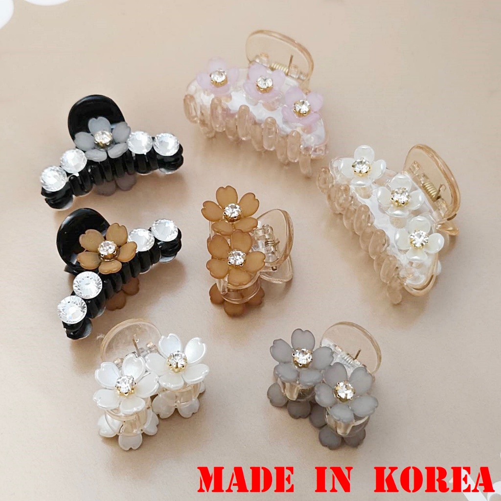 กิ๊บเกาหลี กิ๊บหนีบผม เก็บผมช่อเล็กๆ ช่อหน้า made in korea แท้ 100% พลาสติก จี้ดอกไม้ (ราคาต่อชิ้น)