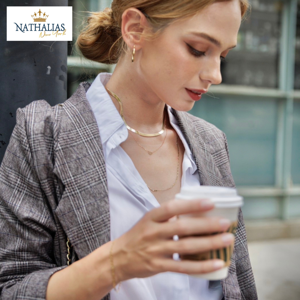 Nathalias NY สร้อยคอทองคำแท้ 10k ขนาด 3.80 mm Imperial Herringbone Chain in 10k Yellow Gold 83456