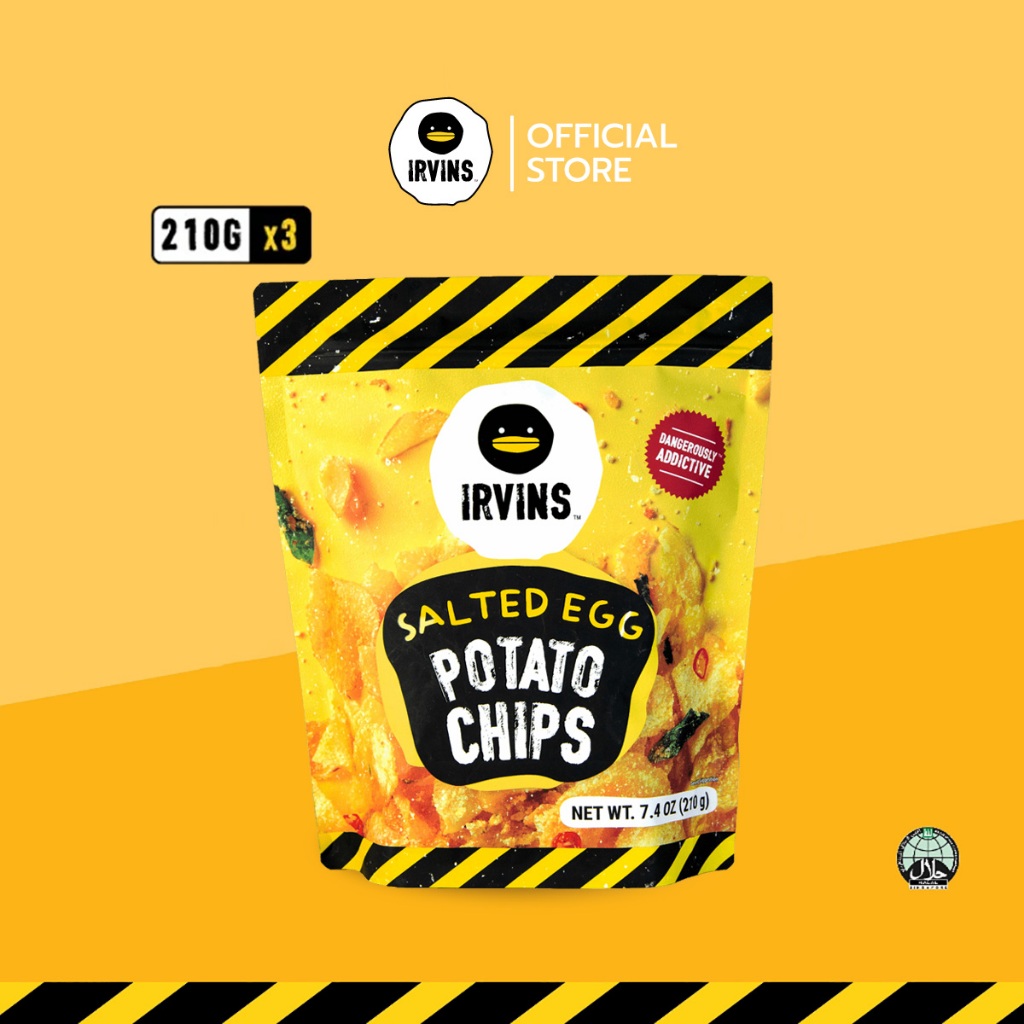 IRVINS ชุดเซ็ทมันฝรั่งทอดกรอบเคลือบไข่เค็ม (Salted Egg Potato Chips) ขนาด 210 g x 3 pcs