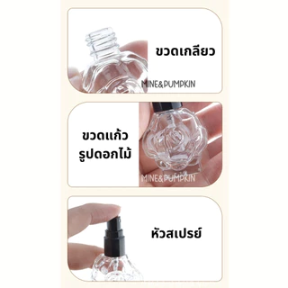 【M&P】ขวดสเปรย์แก้วเปล่ารูปดอกไม้ ฝาดำ เงิน ทอง โรสโกลด์ 10ml ขวดเสปรย์พกพา