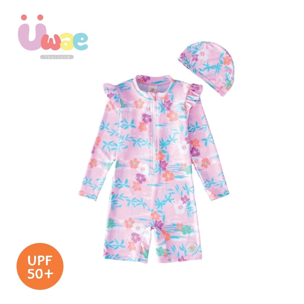 Uwae ชุดว่ายน้ำเด็กหญิงกันยูวี Purple Flowers Bodysuit รุ่น UV388