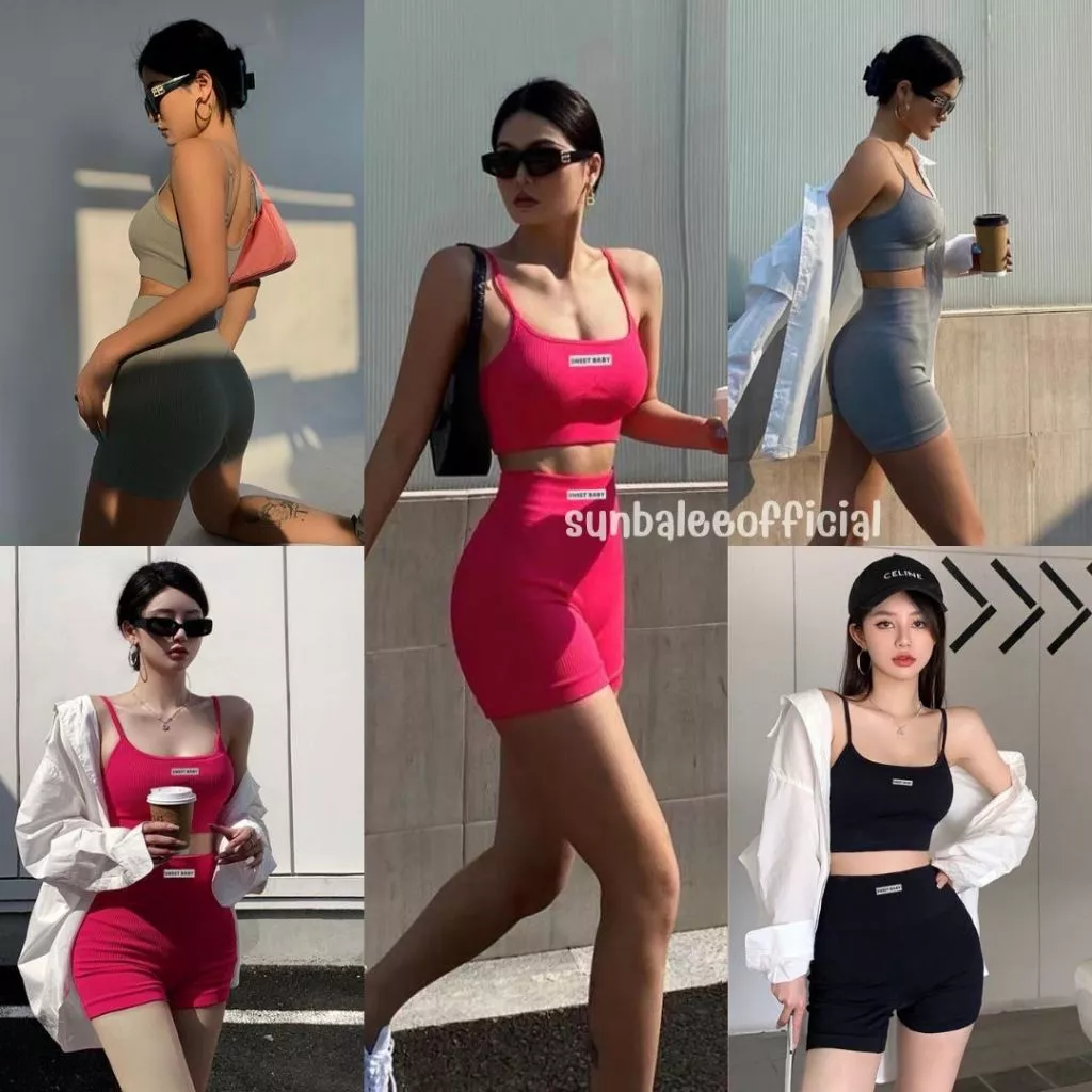MA 👙 ชุดเซ็ตสปอร์ต บราใส่ออกกำลังกาย บราไร้โครงผู้หญิง ผ้านิ่มยืด ใส่สบาย 👙