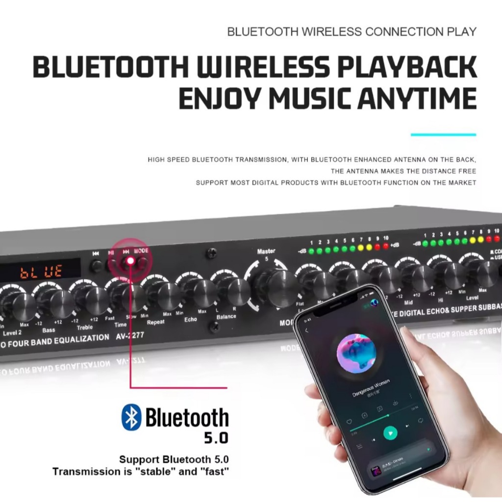 NEW ปรีแอมป์คาราโอเกะ ปรีซับ มีMP3+USB+SD+Bluetooth มี หน้าจอ กับไฟLED รุ่นK95BT - รูปที่ 2