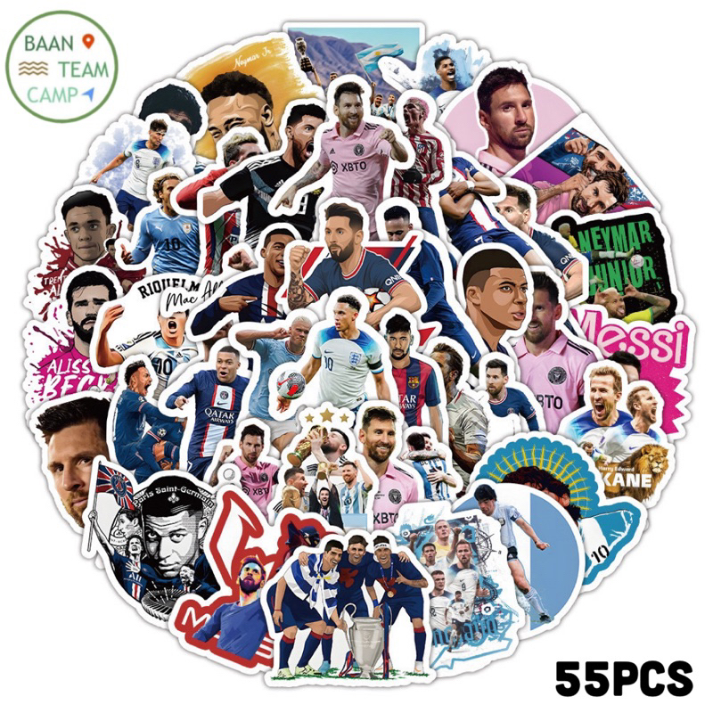 สติ๊กเกอร์ นักบอล 864 ฟุตบอล 50ชิ้น messi ronaldo ลิเวอร์พูล แมนยู แมนซิตี้ อาเซนอล เชลซี บาซ่า liverpool psg เสื้อ บอล