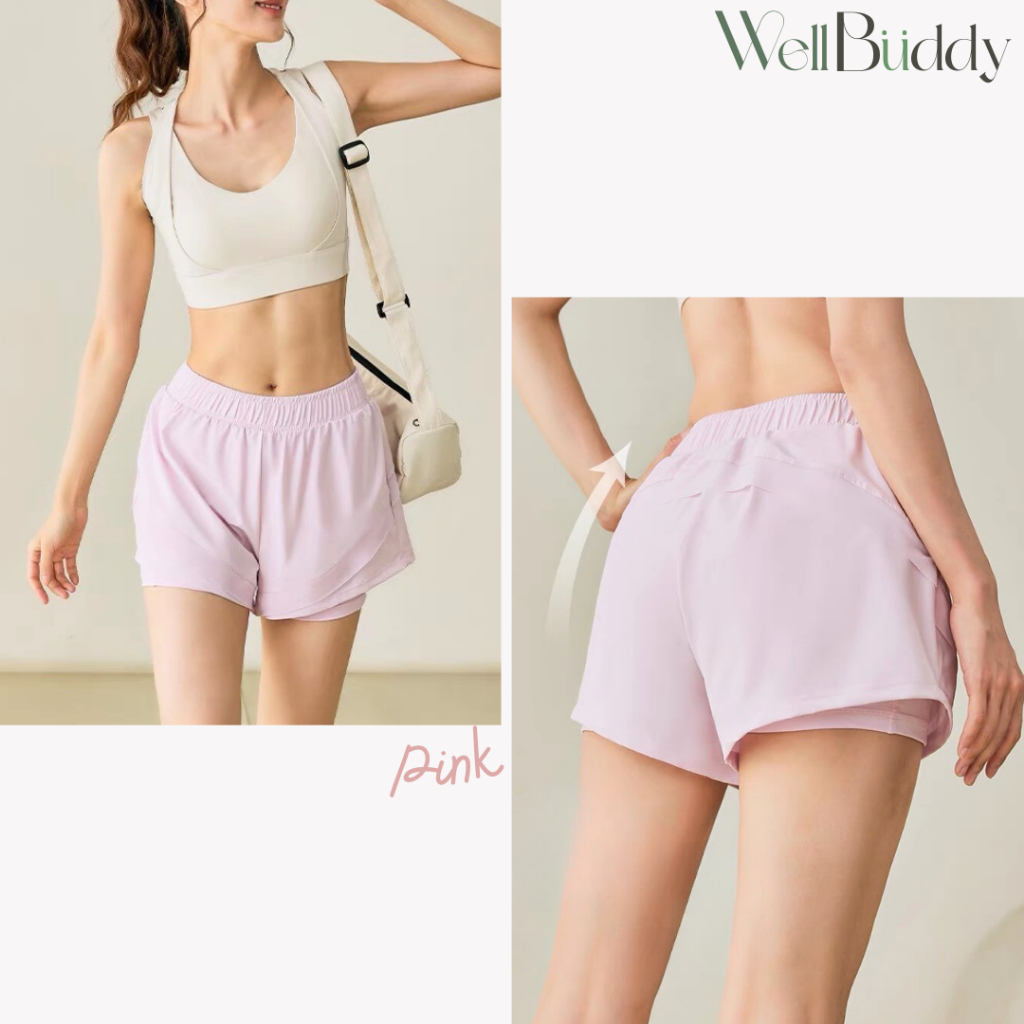 WellBuddy กางเกงวิ่งผู้หญิง มีซับในกันโป๊ ใส่มือถือได้ กางเกงออกกำลังกายขาสั้น (Cotton Cloud Pants) - 4