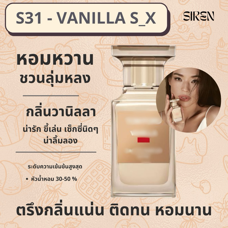 น้ำหอม SIREN (S31) กลิ่นแบรนด์แท้ กลิ่นเป๊ะ ติดทน หอมนานข้ามวัน น้ำหอมยูนิเซ็กส์ น้ำหอมผู้ชาย น้ำหอม