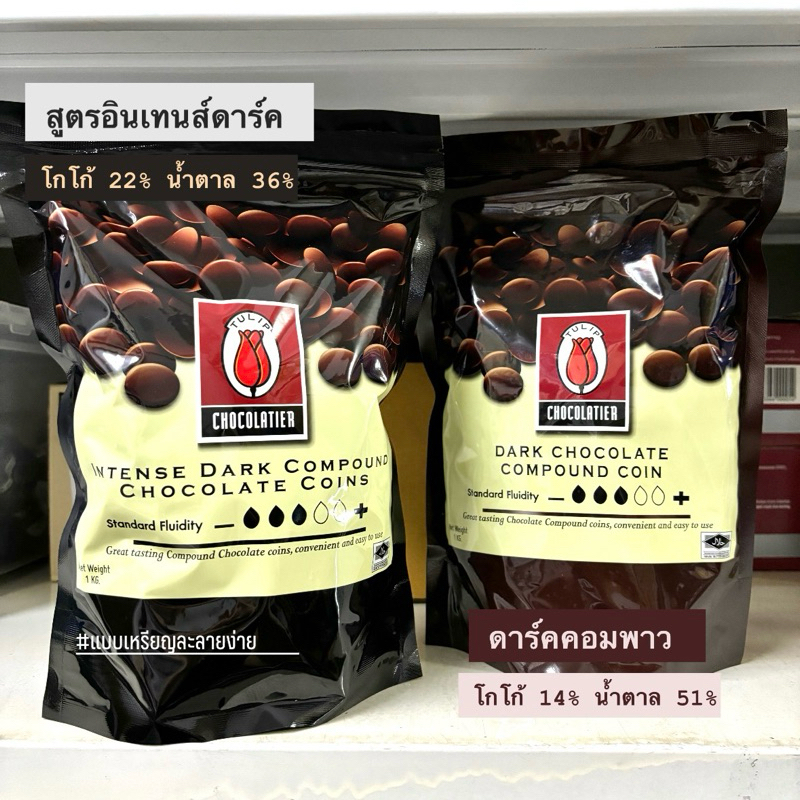 ช็อกโกแลตคอมพาวด์ทิวลิป แบบเหรียญ ขนาด1kg.