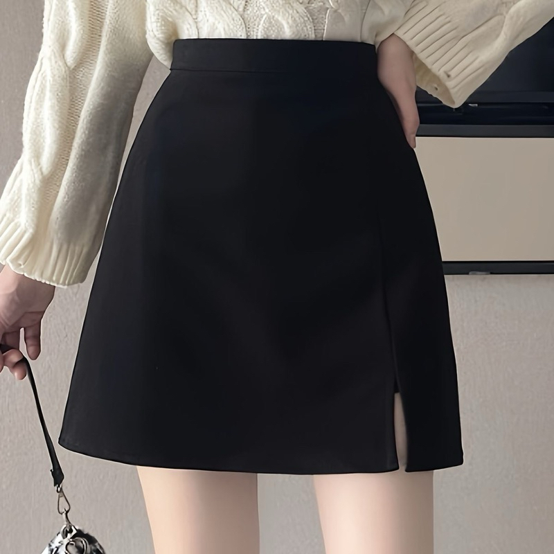 Such.Shop กระโปรงทรงเอ กระโปรงผ่าข้าง กระโปรงทำงาน ซิปหลังมีซับใน