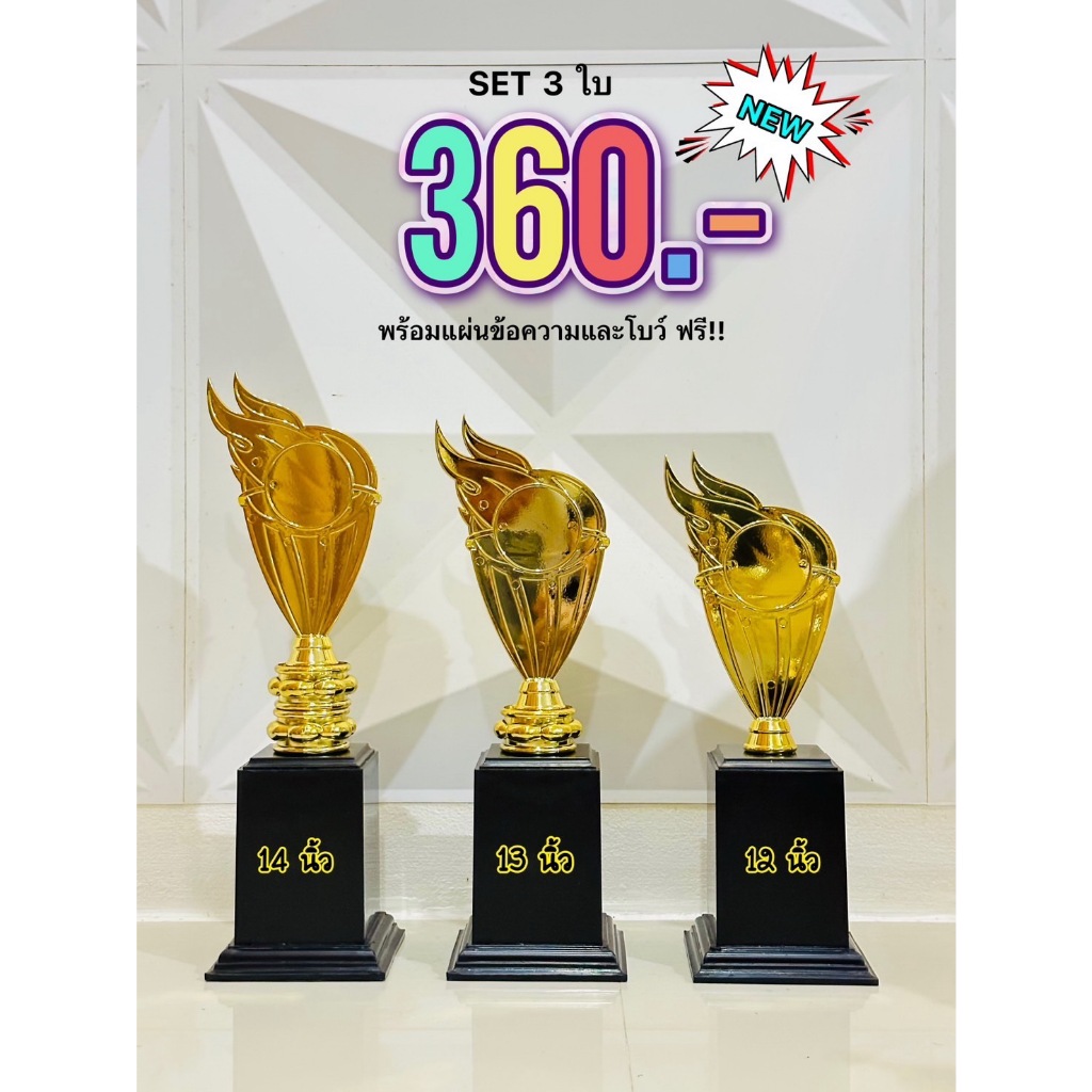 ถ้วยรางวัลป้าย ชุด 3ใบ