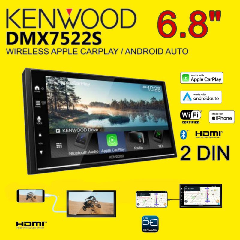 KENWOOD DMX7522S เครื่องเสียงรถยนต์ขนาด 2 ดิน คุณภาพสูง สัญชาติ🇯🇵