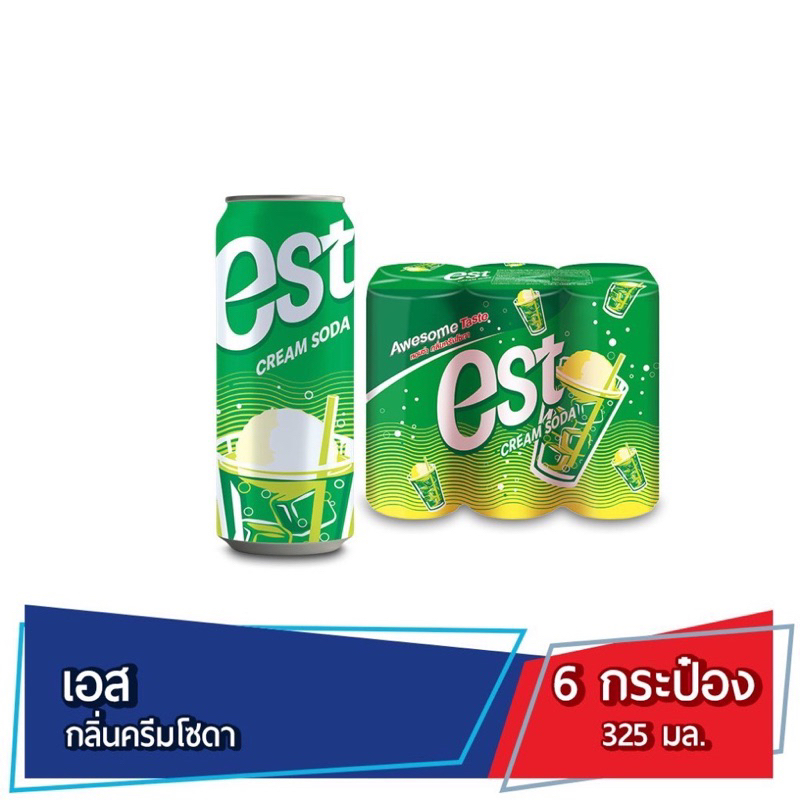 est Cream Soda (Green) เอส น้ำอัดลม น้ำเขียว ครีมโซดา 325 มล. x 6 กระป๋อง