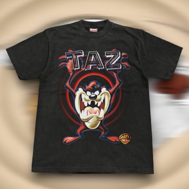 เสื้อยืดคอฟิต รุ่น Taz สีเฟดดำ/สีดำ #DTG