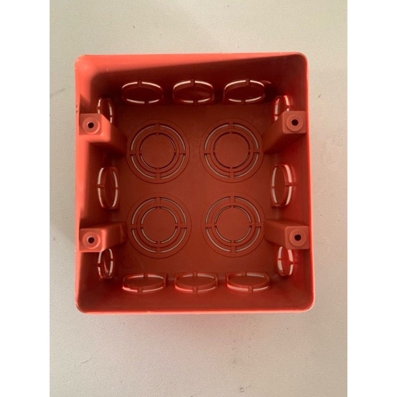 บล็อคฝัง บล็อกฝัง ฝังพนัง สีส้ม 4x4 สำหรับใส่ปลั๊กไฟ