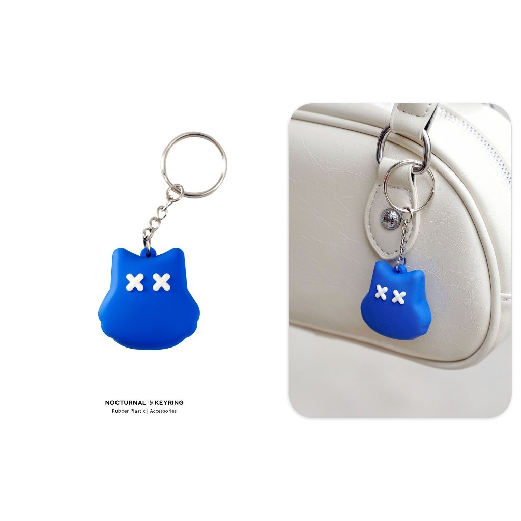 NOCTURNAL พวงกุญแจยางรูปนกฮูกสุดน่ารัก Keyring สำหรับแขวนกระเป๋าเป้และกระเป๋าถือ