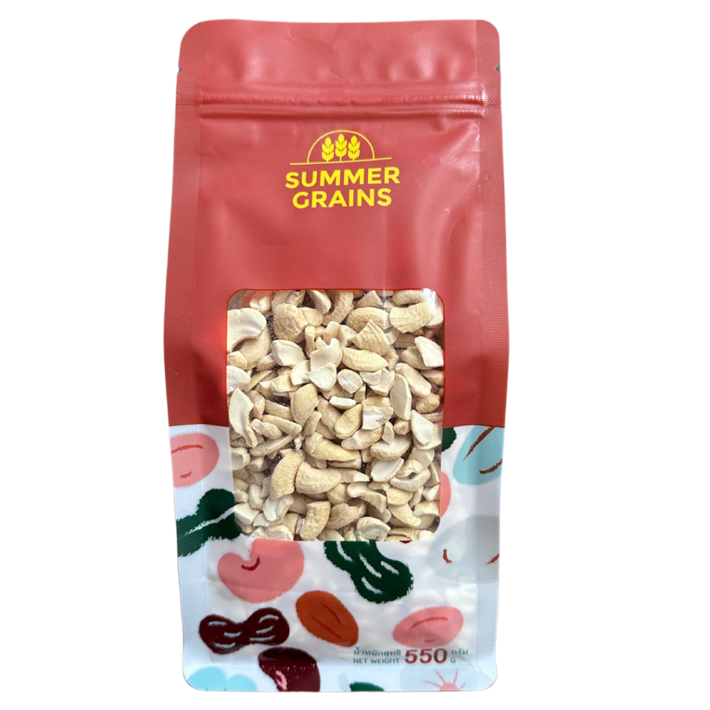 เม็ดมะม่วงหิมพานต์ดิบหักท่อนใหญ่  Raw Broken Cashew Nuts เกรด A  500-1000G จาก SummerGrains