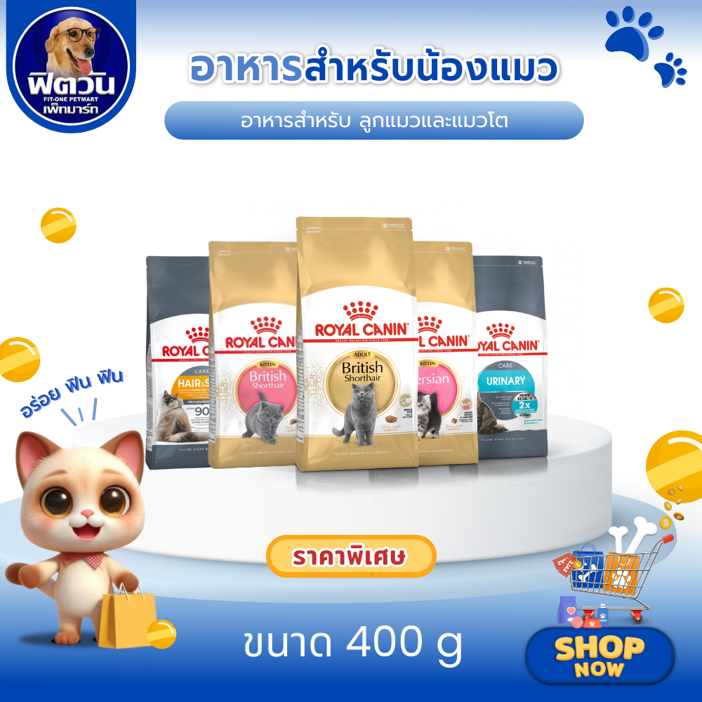 ROYAL CANIN อาหารแมวทุกสายพันธุ์ ขนาด 400 กรัม(รวมสูตร) โรยัล คานิน