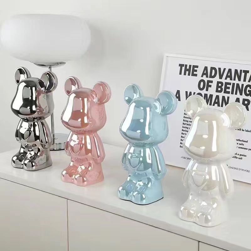 ของตกแต่งบ้าน ของตกแต่งบ้านเรซิ่นงานฝีมือสุทธิสีแดงหมีรุนแรงน้ำโอนกระปุกออมสินเด็กเงินกระเป๋าเด็กGifts