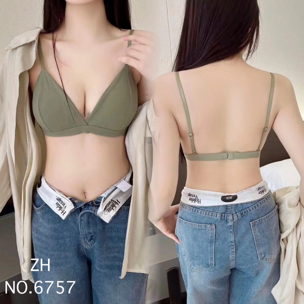 zh-forever.6757 เสื้อชั้นในผ้าลื่น บราสายเดี่ยว ฟองน้ำในตัว