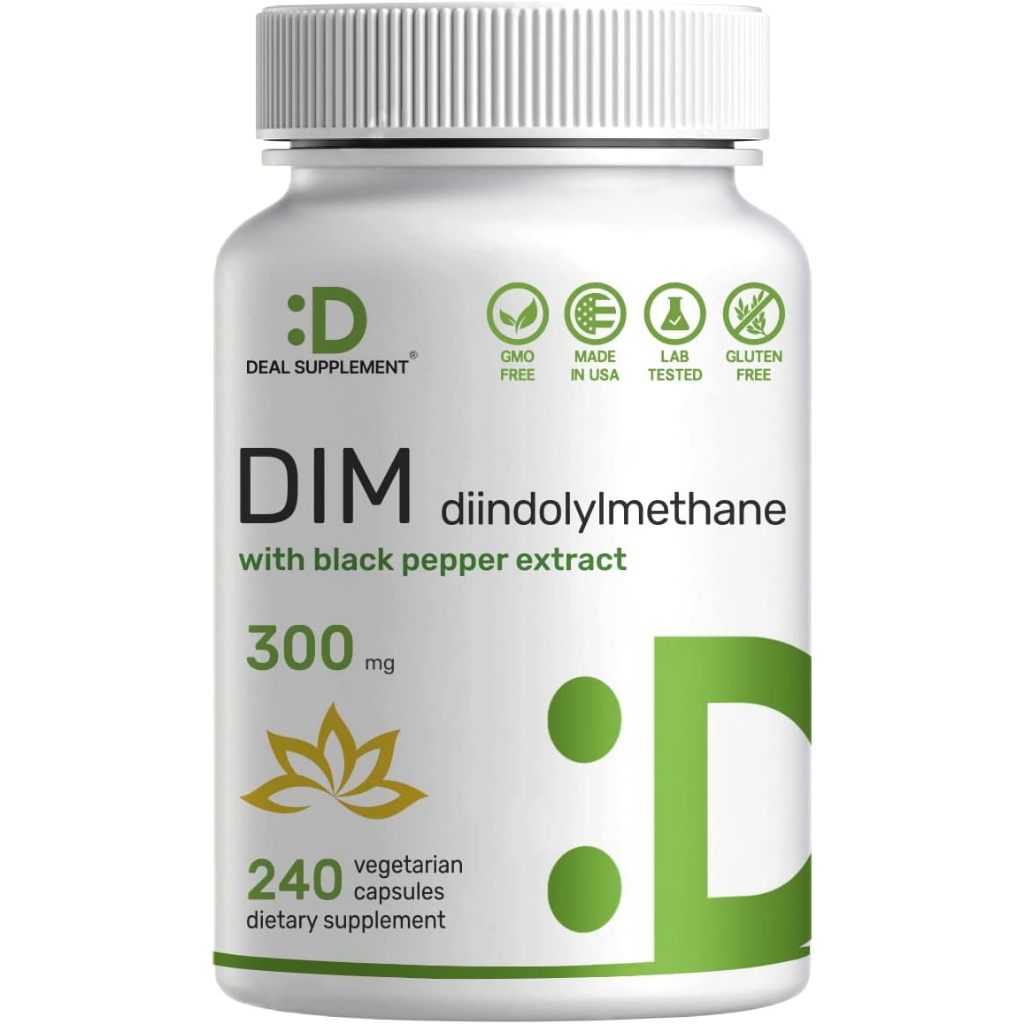 DIM 300mg, 240 Caps, Diindolylmethane DIM Plus Black Pepper Extract, Estrogen Balance, Supports Acne & PCOS Relief