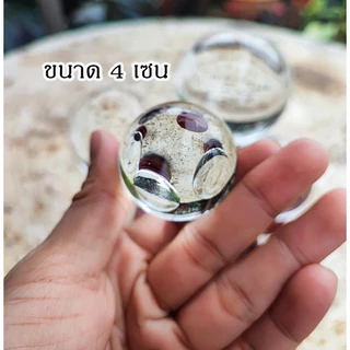 ลูกแก้วแท้ ใส ขนาด 3,4,5,6,8 เซน พร้อมฐานไม้วาง เสริมมงคล เสริมดวง ปรับฮวงจุ้ย
