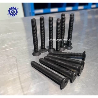สกรูหัวจมเตเปอร์ ขนาด M6 เกลียว1.0 เหล็กแข็ง เกรด 12.9 ยาว 10 - 80 mm. แพ็ค 5-10 ตัว #สกรูหัวจมเตเปอร์ #น็อตหัวจม #น็อต