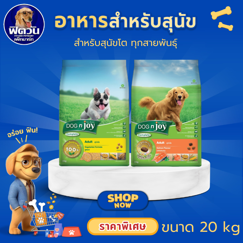 DOGnjoy Adult Large Breed สุนัขโตพันธุ์ใหญ่ สูตรเจ /แซลมอน ขนาด 20 กิโลกรัม{อาหารสุนัขเม็ด}