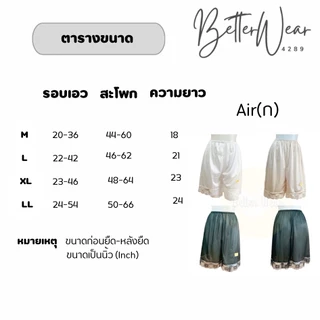 Air(ก) กางเกงซับใน ผ้าลื่นซีทรู ชายลูกไม้ ไซส์ M-LL