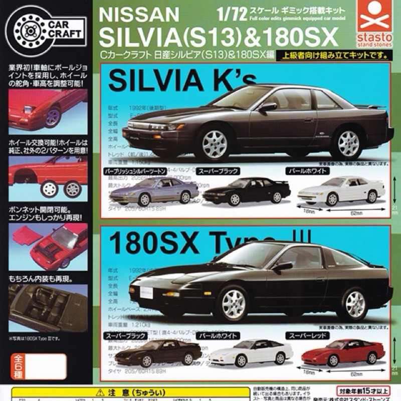 1/72 180 sx Type (Super Red) "C Carcraft Nissan sylvia (S13) & 180 sx edition" semi-finished product