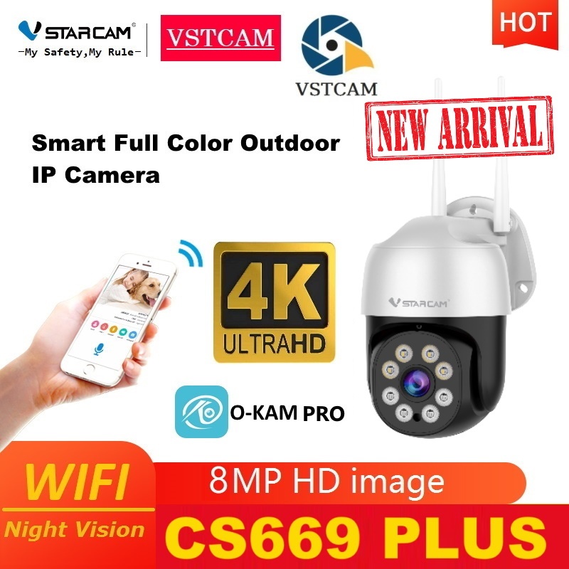 Vstarcam CS669 PLUS ใหม่ 2024 ความละเอียด 8 ล้านพิกเซล กล้องวงจรปิดไร้สาย Outdoor Ultra HD 4K Color 