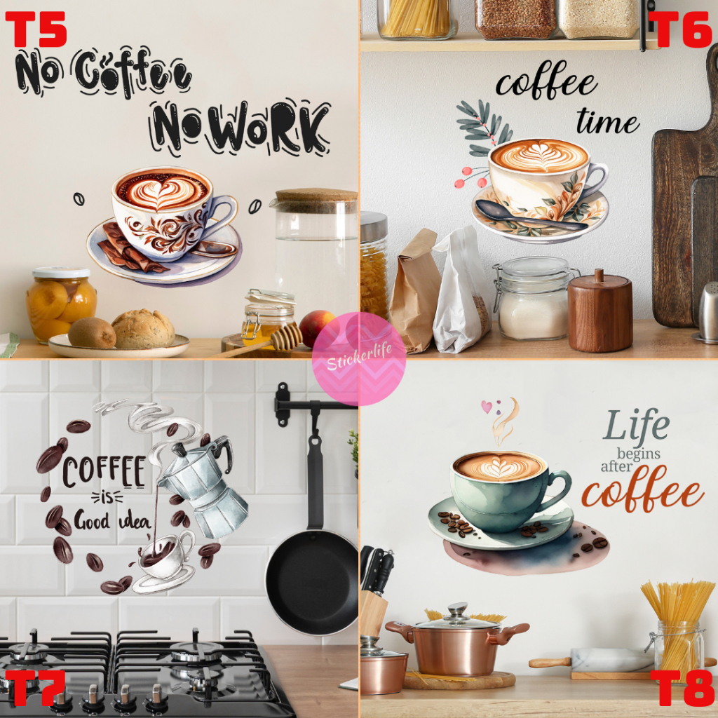 สติ๊กเกอร์กาแฟ สติกเกอร์ แต่งร้านกาแฟ diy สติ๊กเกอร์ติดกระจก สติ๊กเกอร์คาเฟ่ cafe coffee sticker