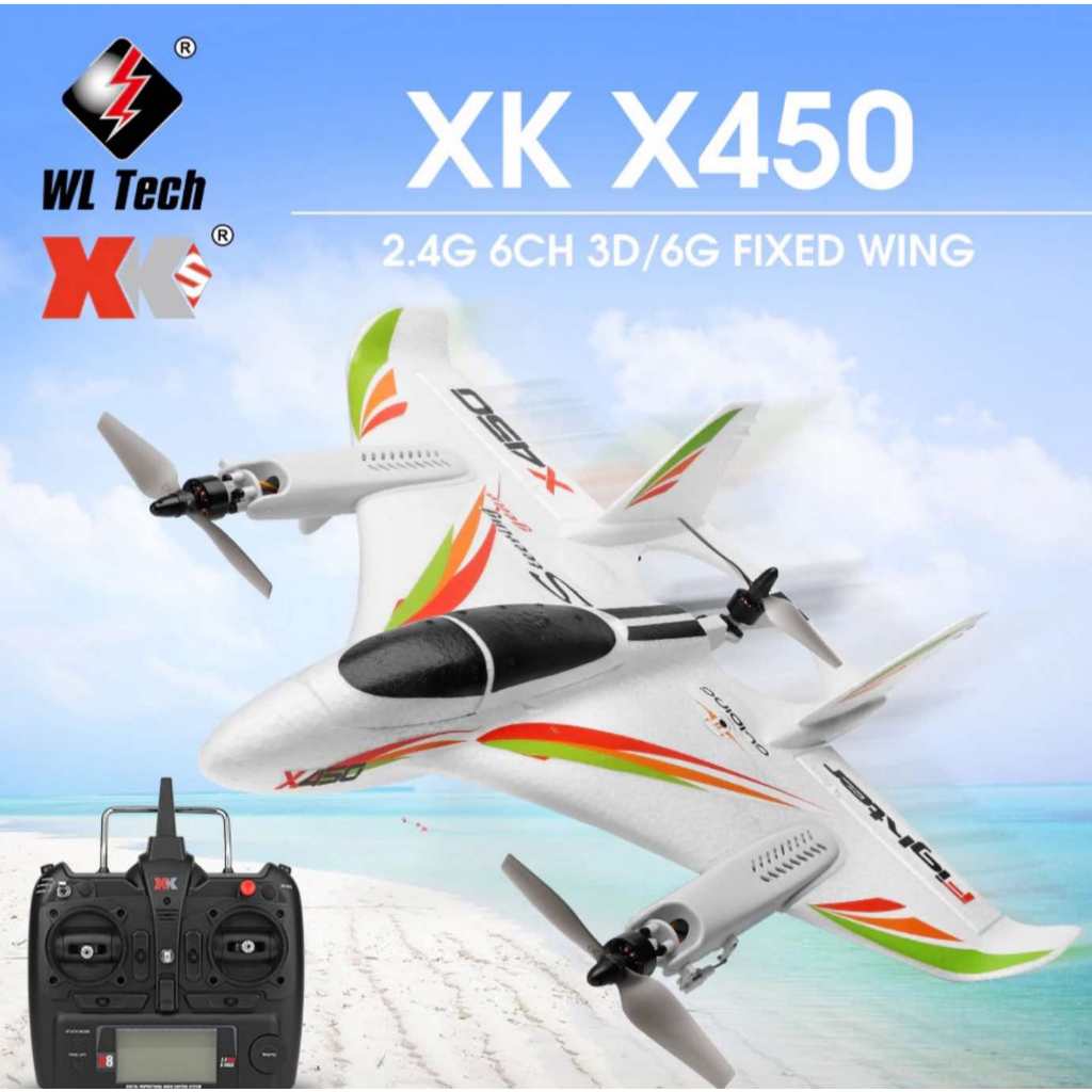 เครื่องบินบังคับวิทยุ WLtoys XK X450 AVIATOR ระบบมอเตอร์ Brushless 2.4G 6CH 3D/6G LED Light (ส่งจากก