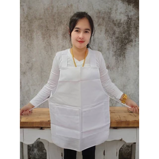 ผ้ากันเปื้อน 2 กระเป๋า สีพื้น ผ้าโซล่อน พร้อมส่ง