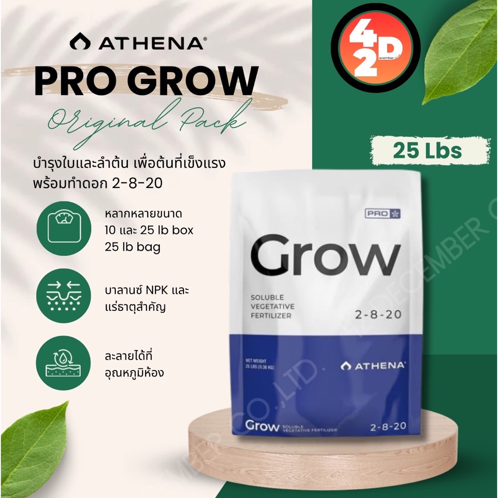 [ส่งฟรี]Athena Pro Grow ปุ๋ยบำรุงใบและลำต้น เพื่อต้นที่แข็งแรงพร้อมทำดอก